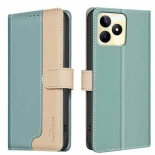 For Realme C53 Color Matching RFID Anti-theft Leather Phone Case(Green)