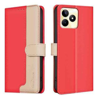 For Realme C53 Color Matching RFID Anti-theft Leather Phone Case(Red)