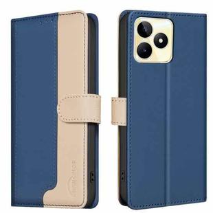 For Realme C53 Color Matching RFID Anti-theft Leather Phone Case(Blue)