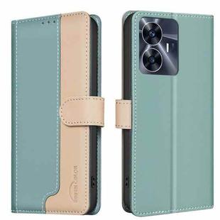 For Realme C55 Color Matching RFID Anti-theft Leather Phone Case(Green)