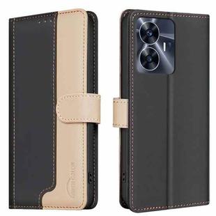 For Realme C55 Color Matching RFID Anti-theft Leather Phone Case(Black)