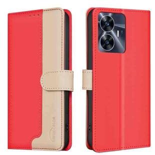 For Realme C55 Color Matching RFID Anti-theft Leather Phone Case(Red)