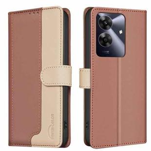 For Realme Note 60 / C61 Color Matching RFID Anti-theft Leather Phone Case(Brown)