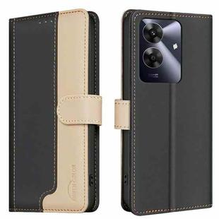 For Realme Note 60 / C61 Color Matching RFID Anti-theft Leather Phone Case(Black)