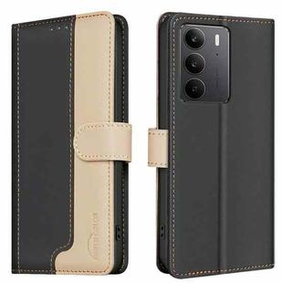 For Realme C75 4G Color Matching RFID Anti-theft Leather Phone Case(Black)