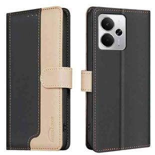 For Realme 14 5G Global Color Matching RFID Anti-theft Leather Phone Case(Black)