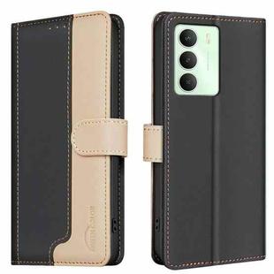 For Realme 14X 5G Color Matching RFID Anti-theft Leather Phone Case(Black)