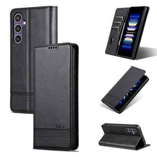 For Samsung Galaxy S24 FE 5G AZNS Magnetic Calf Texture Flip Leather Phone Case(Black)