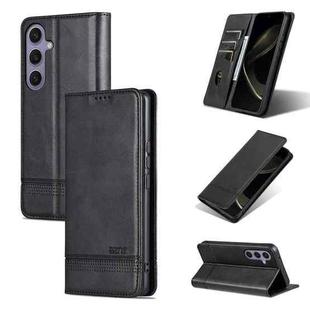 For Samsung Galaxy S25 5G AZNS Magnetic Calf Texture Flip Leather Phone Case(Black)