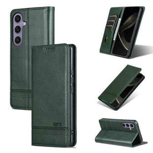 For Samsung Galaxy S25 5G AZNS Magnetic Calf Texture Flip Leather Phone Case(Dark Green)