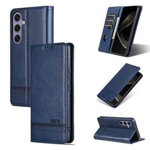 For Samsung Galaxy S25+ 5G AZNS Magnetic Calf Texture Flip Leather Phone Case(Dark Blue)