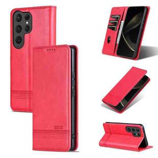For Samsung Galaxy S25 Ultra 5G AZNS Magnetic Calf Texture Flip Leather Phone Case(Red)