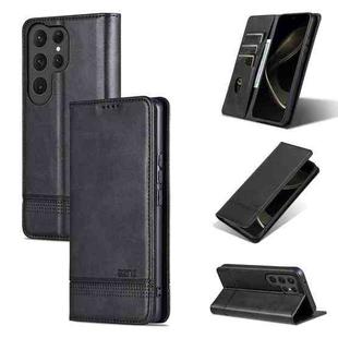 For Samsung Galaxy S25 Ultra 5G AZNS Magnetic Calf Texture Flip Leather Phone Case(Black)