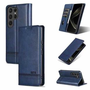For Samsung Galaxy S25 Ultra 5G AZNS Magnetic Calf Texture Flip Leather Phone Case(Dark Blue)