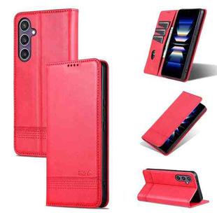 For Samsung Galaxy S25 FE 5G AZNS Magnetic Calf Texture Flip Leather Phone Case(Red)