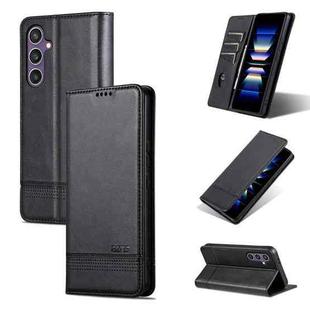 For Samsung Galaxy S25 FE 5G AZNS Magnetic Calf Texture Flip Leather Phone Case(Black)
