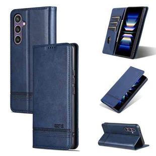 For Samsung Galaxy S25 FE 5G AZNS Magnetic Calf Texture Flip Leather Phone Case(Dark Blue)