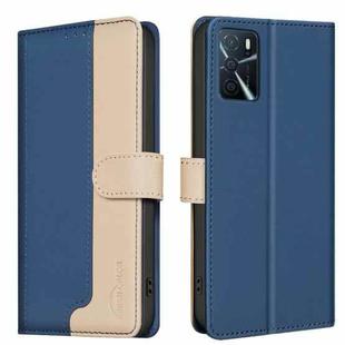 For OPPO A16 / A16s / A54s / A55 / A54 Color Matching RFID Anti-theft Leather Phone Case(Blue)