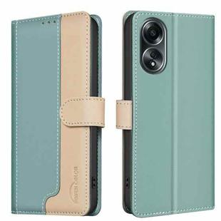 For OPPO A58 4G Color Matching RFID Anti-theft Leather Phone Case(Green)