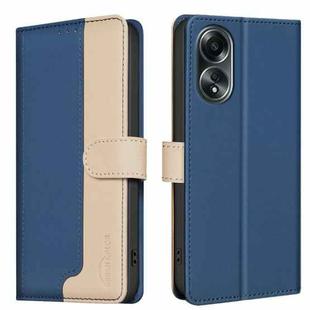 For OPPO A58 4G Color Matching RFID Anti-theft Leather Phone Case(Blue)