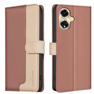 For OPPO A59 5G Color Matching RFID Anti-theft Leather Phone Case(Brown)