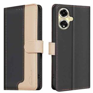 For OPPO A59 5G Color Matching RFID Anti-theft Leather Phone Case(Black)