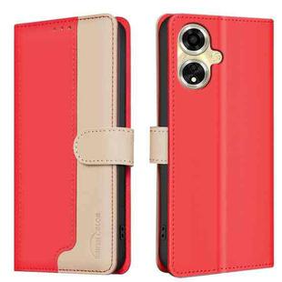 For OPPO A59 5G Color Matching RFID Anti-theft Leather Phone Case(Red)