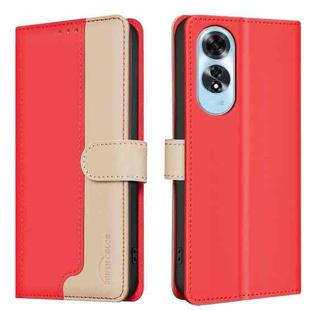 For OPPO A60 4G Color Matching RFID Anti-theft Leather Phone Case(Red)