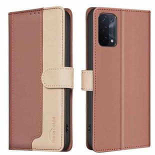 For OPPO A74 5G / A93 5G / A54 5G Color Matching RFID Anti-theft Leather Phone Case(Brown)