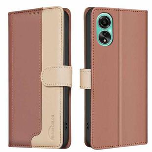 For OPPO A78 4G Color Matching RFID Anti-theft Leather Phone Case(Brown)