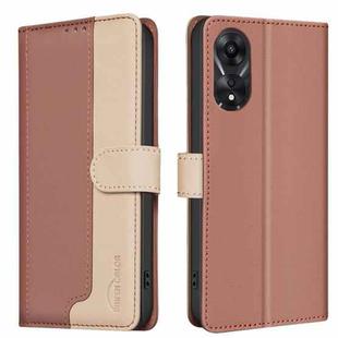 For OPPO A78 5G Color Matching RFID Anti-theft Leather Phone Case(Brown)