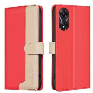 For OPPO A78 5G Color Matching RFID Anti-theft Leather Phone Case(Red)