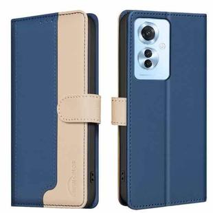 For OPPO Reno11 F 5G Color Matching RFID Anti-theft Leather Phone Case(Blue)