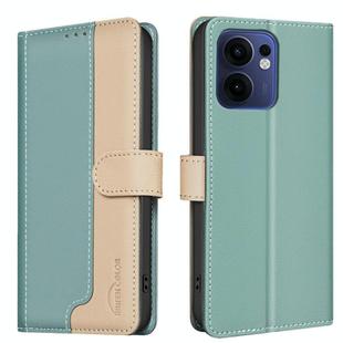 For OPPO Reno13 F 5G Color Matching RFID Anti-theft Leather Phone Case(Green)