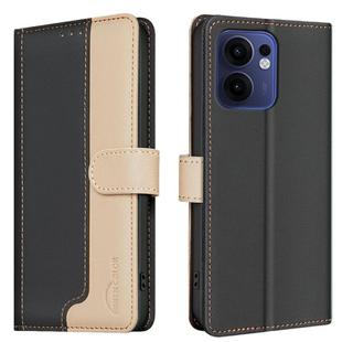 For OPPO Reno13 F 5G Color Matching RFID Anti-theft Leather Phone Case(Black)