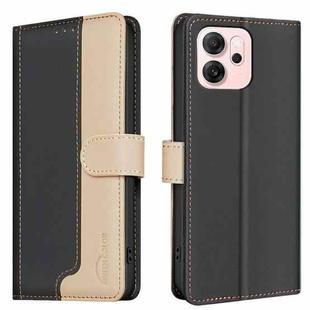 For OPPO Reno14 F 5G Color Matching RFID Anti-theft Leather Phone Case(Black)