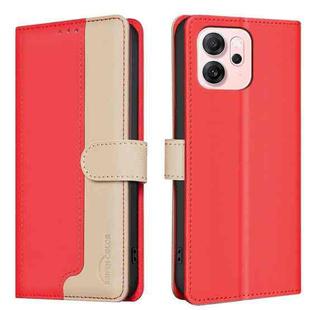 For OPPO Reno14 F 5G Color Matching RFID Anti-theft Leather Phone Case(Red)