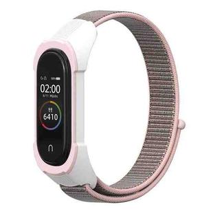 For Xiaomi Mi Band 5 / 4 / 3 Nylon Watch Band(Pink+White Pink)