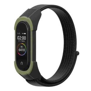 For Xiaomi Mi Band 5 / 4 / 3 Nylon Watch Band(Black+Black Army Green)