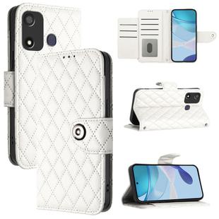 For itel P17 / A27 Rhombic Texture Flip Leather Phone Case with Lanyard(White)