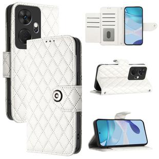 For itel P55+ Rhombic Texture Flip Leather Phone Case with Lanyard(White)