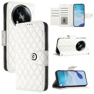 For itel RS4 S666LN Rhombic Texture Flip Leather Phone Case with Lanyard(White)