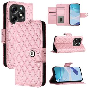 For itel S23+ Rhombic Texture Flip Leather Phone Case with Lanyard(Pink)