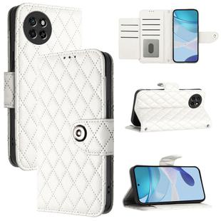 For itel S23 S665L Rhombic Texture Flip Leather Phone Case with Lanyard(White)