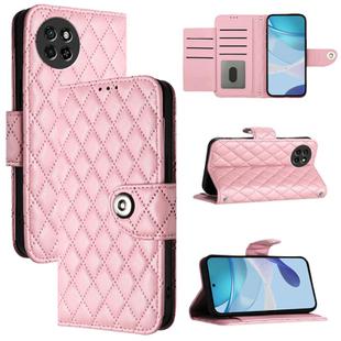 For itel S23 S665L Rhombic Texture Flip Leather Phone Case with Lanyard(Pink)