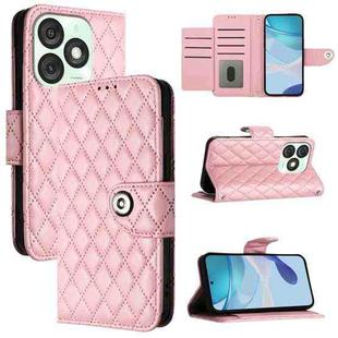 For itel A50 Rhombic Texture Flip Leather Phone Case with Lanyard(Pink)