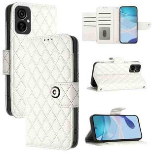 For Tecno Camon 19 Neo Rhombic Texture Flip Leather Phone Case with Lanyard(White)