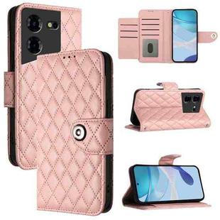 For Tecno Pova 5 4G Rhombic Texture Flip Leather Phone Case with Lanyard(Coral Pink)