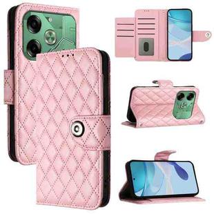 For Tecno Pova 6 4G Rhombic Texture Flip Leather Phone Case with Lanyard(Pink)