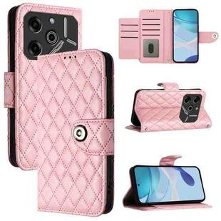 For Tecno Pova 6 Pro / Pova 6 5G Rhombic Texture Flip Leather Phone Case with Lanyard(Pink)